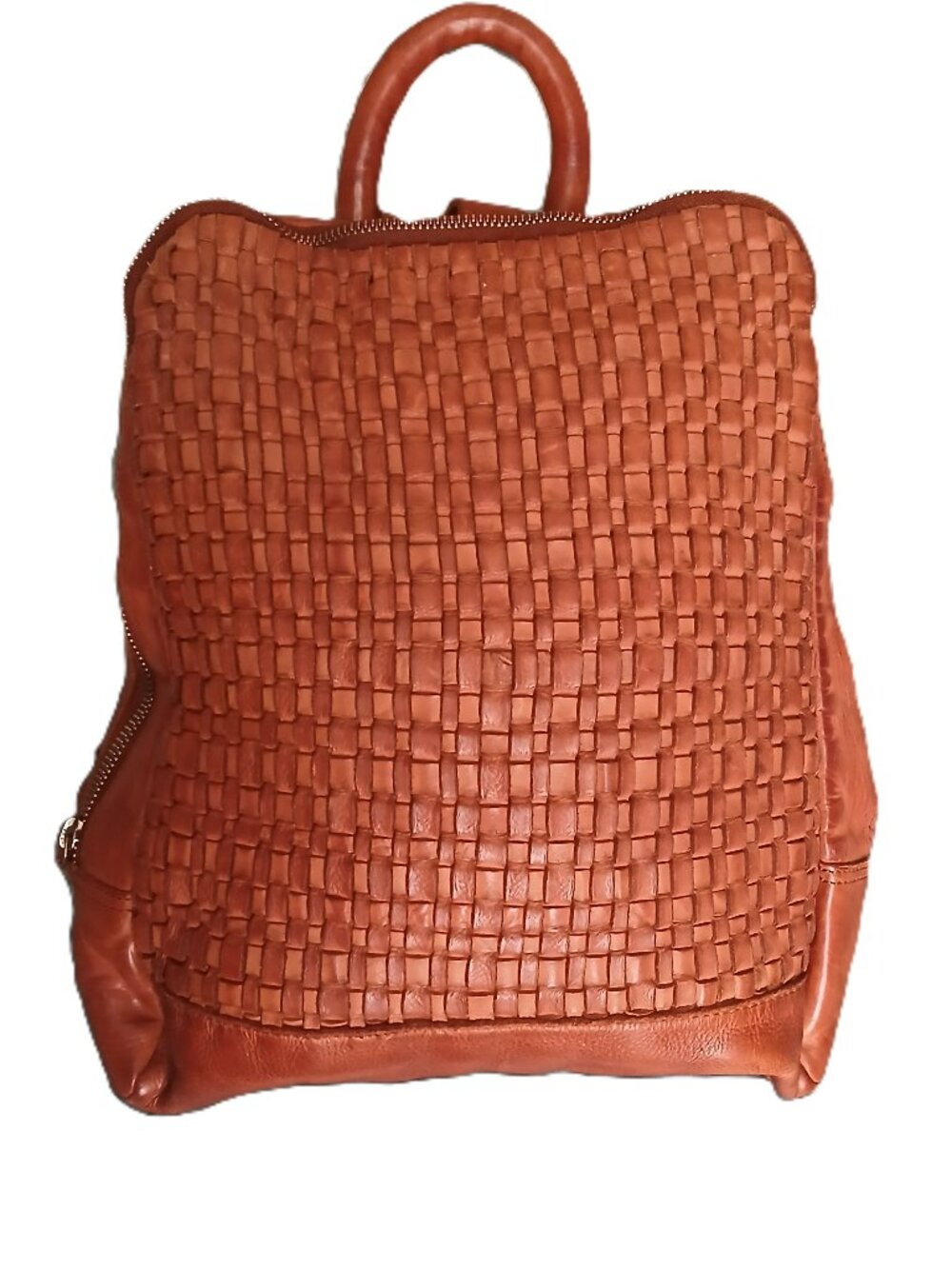 Anthropogie Vilenca Holland Emilia Woven Leather Woven Backpack Cognac Brown